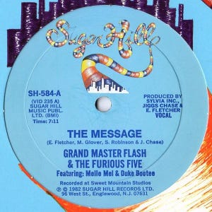 Grandmaster Flash & The Furious Five con: Melle Mel Duke Bootee - The Message (12") (Muy buen estado (VG))