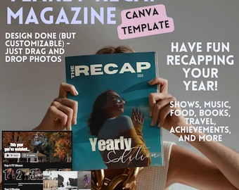 Jahresrückblick Magazin Canva Template Design | Collage Print | Jahrbuch | Geburtstag Magazin | Beste Freund Zeitschrift | Neujahr | Familien-Album