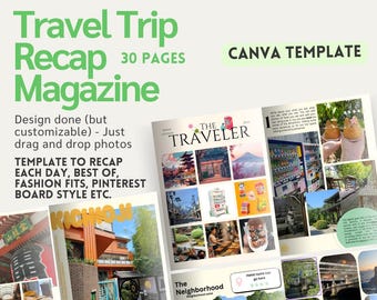 Reise Magazin Canva Template Design | Digitales Scrapbook | Sommer Collage | Urlaubsrückblick | Digitales Tagebuch