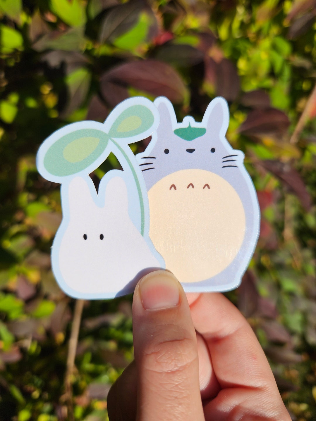 Minimal Grey Tororo and White Mini Bunny Sticker Decals Cute Gift Leaf ...