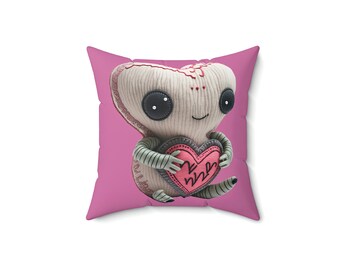 Cute Valentine Alien Square Pillow