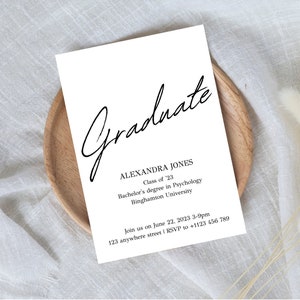 Graduation Announcement, Digital Invitation, Canva Template, Graduation Announcement Card image 1