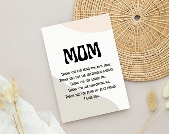 Minimalist Mother's Day Card in Neutral Tones - Instant download or Printable Mother's Day Card