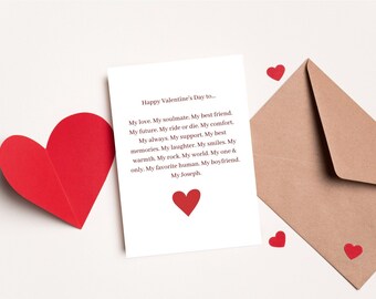 Loving Valentine's Day Card, Custom Valentine's Day Card, Cute, Valentine, Digital & Printable - Happy Valentine's Day to...