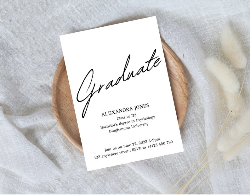 Graduation Announcement, Digital Invitation, Canva Template, Graduation Announcement Card image 1