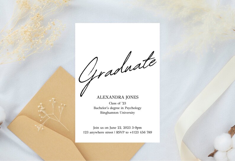 Graduation Announcement, Digital Invitation, Canva Template, Graduation Announcement Card image 2