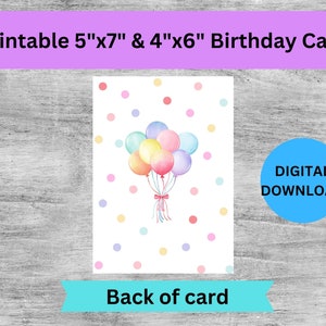 Cake Birthday Card, Printable, Digital Download, 5"x7" and 4"x6" - Etsy