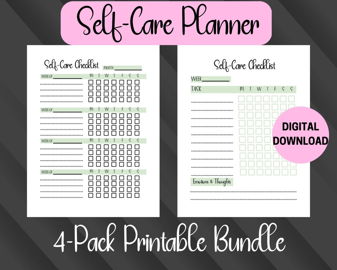 Self-care Planner Checklist for Mental Health and Wellness, Self-love