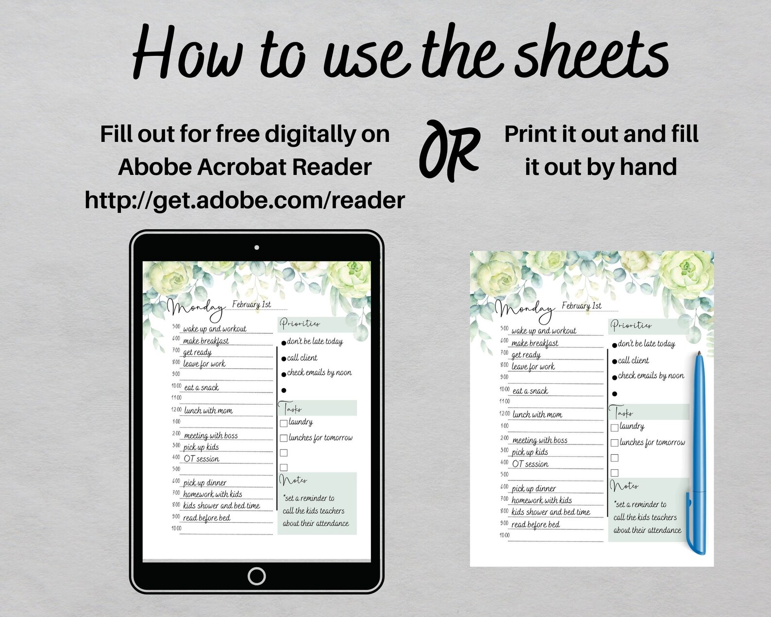 Weekly Planner Printable PDF, Personal Daily Planner, to Do Lists ...