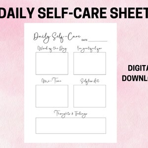 Tägliches Self-Care Journal, Self-Care Sheet, Positivität, druckbare Checkliste, Wellness-Routine, digitaler Download, Letter-Größe, A4-Größe, A5-Größe