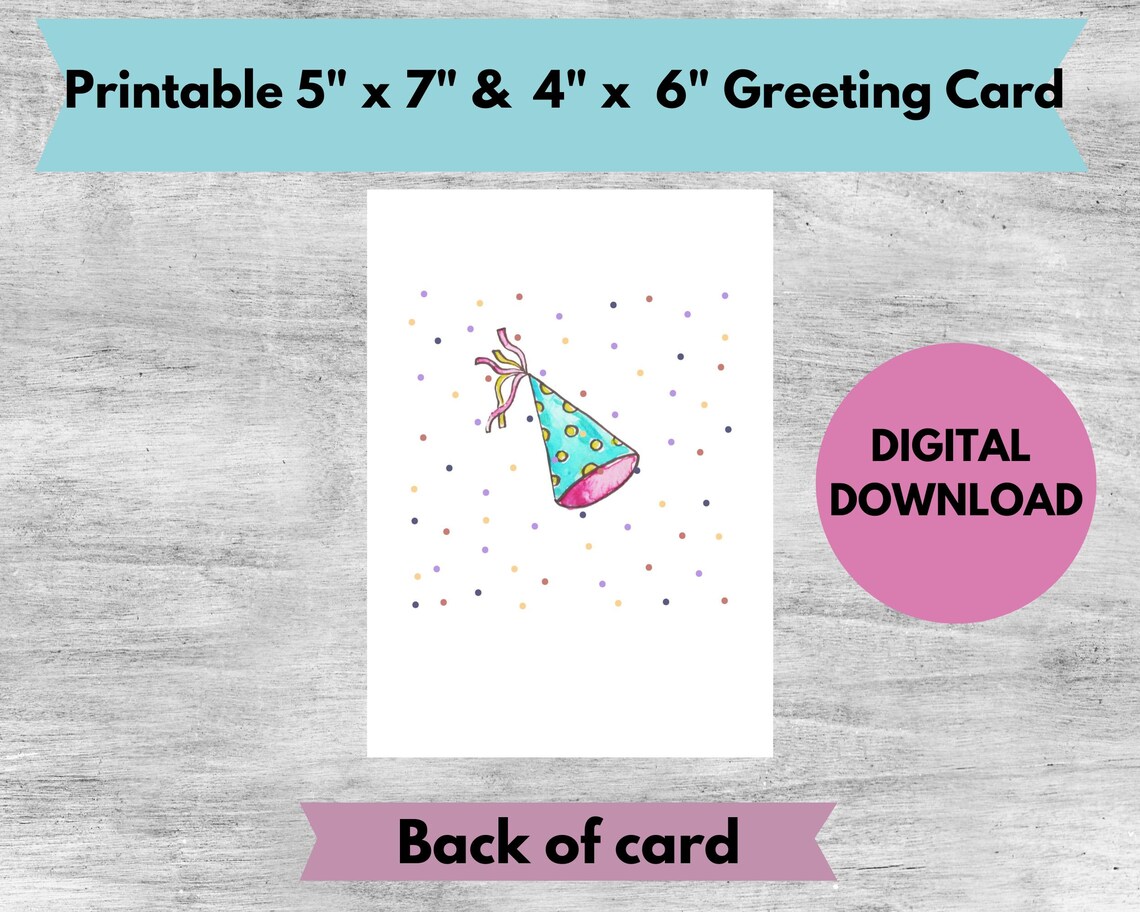 Birthday Card, Penguin, Digital Download, Printable Birthday Card, 5"x7 ...