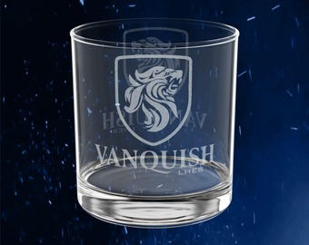 VNQ Graviertes Whiskyglas, 10,5 Unzen (3 Seiten graviert)
