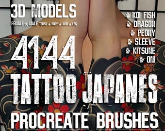 Japanese Brushes | 4144 Best Prосrеаtе Tattoo Designs | 25 Tattoo Sets for iPad | Must Have For Tattooers | tiger dragon - JAPANESE TATTOO