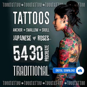 Traditional Brushes: Tattoo Stаmрs For PROCREATE - Best Procreate Tattoo Designs | 38 Tattoo Sets for iPad | TRADITIONAL