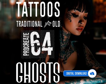 Ghost Tattoo Stamps for Procreate: 64 Halloween Designs - GHOSTS
