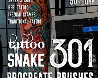 Procreate Schlangenstempel Tattoo Traditioneller Stempel – Traditionelle Schlangenpinselstempel für Procreate Tattoo-Designs – SCHLANGEN-SET