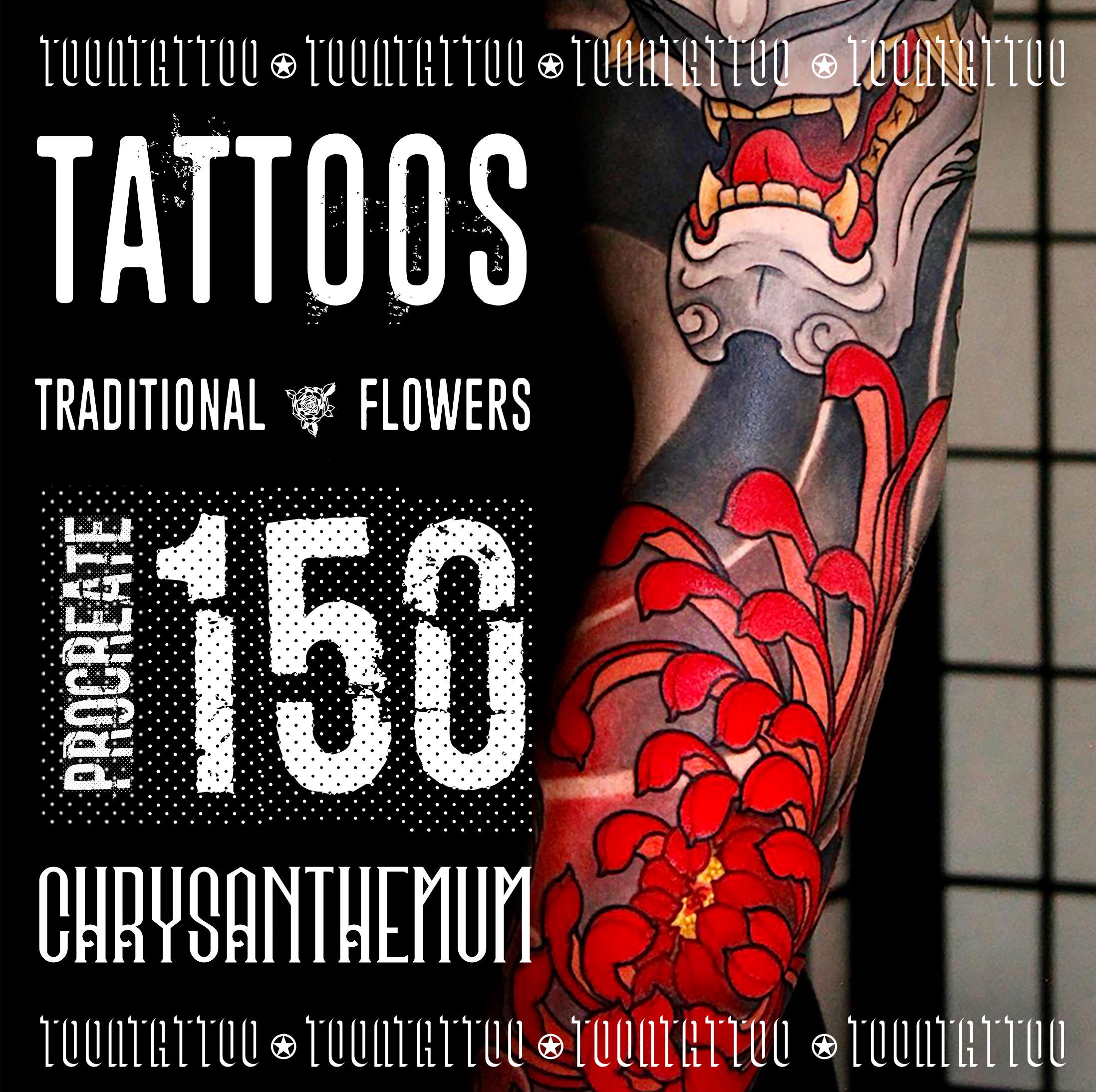 2.140 Flowers Tattoo Stamps: Procreate Floral Brush Bundle - FLOWER - Etsy  Israel, image size:2196x2188