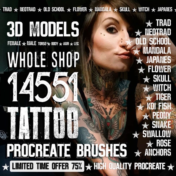 WHOLE SHOPE! - Procreate Tattoo Designs