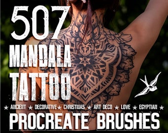 Mandala Stempel Tattoo Brushes Procreate Stempel Liebe indianisch Stammes heilig spirituelle Magie Art Deco - MANDALA TATTOO