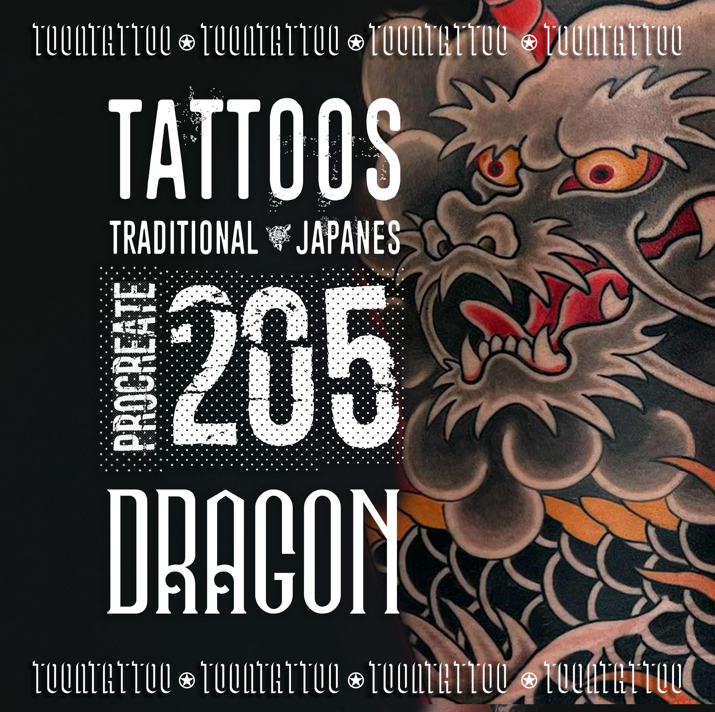 Dragon Tattoo Procreate Brushes & Stamps Set for iPad – High-Resolution Dragon Designs