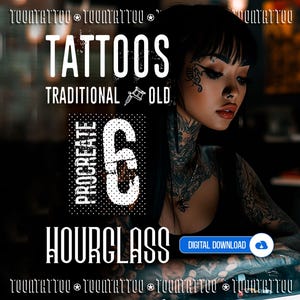 6 Hourglass Tattoo Stamps for Procreate: Brush Set for iPad (Digital Download) - HOURGLASSES