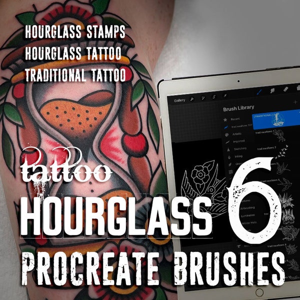 Brosses de sablier | 6 meilleurs designs de tatouage en sablier pour procréer | Ensembles de tatouage pour iPad | Pinceaux procréer en sablier - ENSEMBLE DE SABLIER