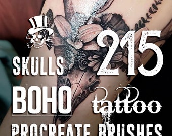 Boho Tattoo Totenköpfe | 141 besten Boho Schädel Designs | Tattoo Sets für iPad | Boho Brushes Procreate Boho Stempel - BOHO SKULLS TATTOO