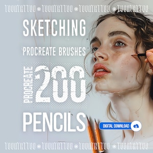 200 Procreate Pencil Brush Set: Sketching & Drawing Stamps for iPad