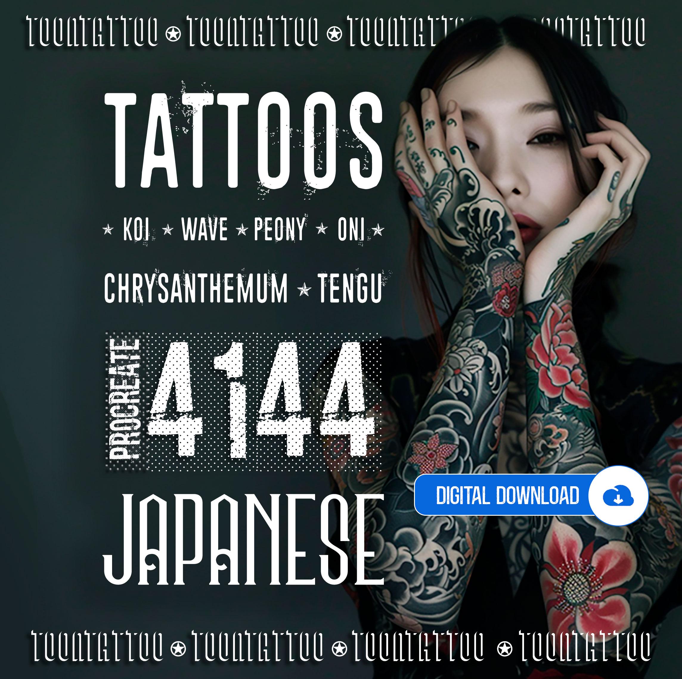 Procreate Japanese Tattoo Brushes & Stamps Bundle – 25 Sets, 4144 Designs for iPad