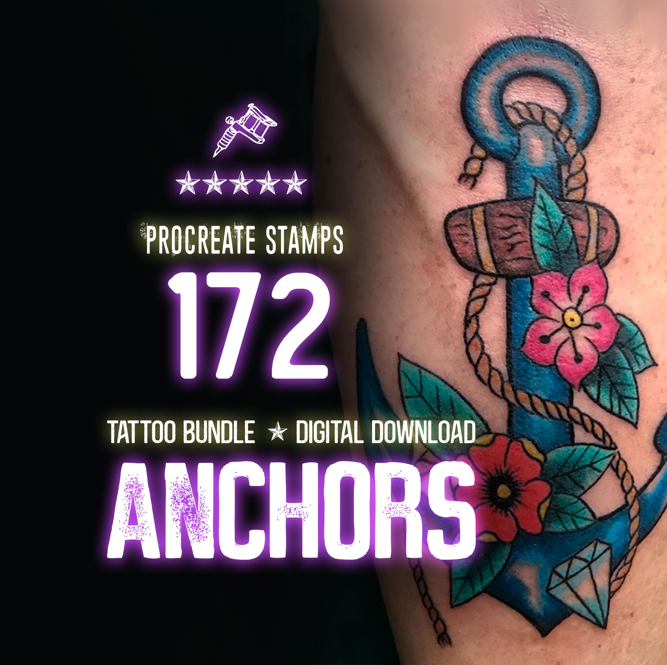 Anchor Tattoo Stamps for Procreate: Sailor \u0026 Nautical Designs (brushset  Downloadable File) - ANCHORS - Etsy New Zealand, image size:2196x2188