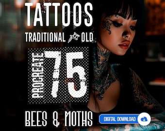 Bee & Moth Tattoo Stamps for Procreate: Old School Tattoo Designs