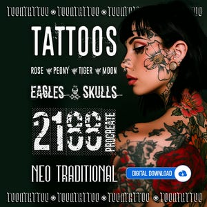 2.188 Neotraditional Brushes Tattoo Stаmр For PROCREATE - Best Prосrеаtе Tattoo Designs | Tattoo Bundle For iPad | NEOTRADITIONAL