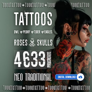 4.633 Neotraditional Brushes Tattoo Stаmр For PROCREATE - Best Prосrеаtе Tattoo Designs | Tattoo Bundle For iPad | NEOTRADITIONAL