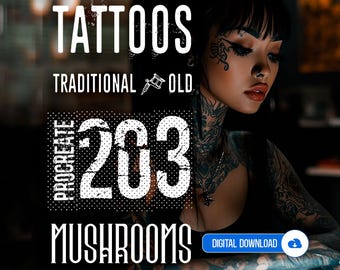 Mushroom Tattoo Stamps for Procreate: Brush Set for iPad - MUSHROOMS