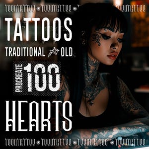 Herz Bürsten Tattoo Stempel für PROCREATE - Beste Herz Tattoo Designs | Tattoo Sets für iPad - HERZEN