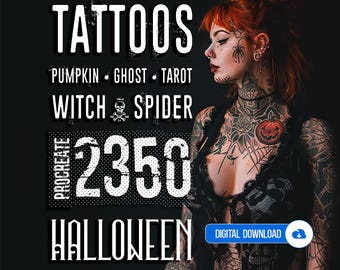 Halloween Brushes: Tattoo Stаmрs For PROCREATE - Best Prосrеаtе Tattoo Designs | 22 Tattoo Sets for iPad - HALLOWEEN