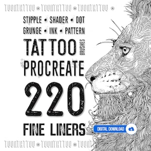 Tattoo Brushes: Fine Liner Brush Set For PROCREATE | Micron pen Fineliners, Stipple Brushes, inking and lineart | FINE LINER