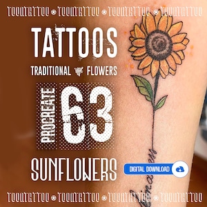 Procreate Sunflowers Brushes Tattoo Stаmрs For PROCREATE - Best Sunflowers Tattoo Designs | Tattoo Sets for iPad - SUNFLOWERS