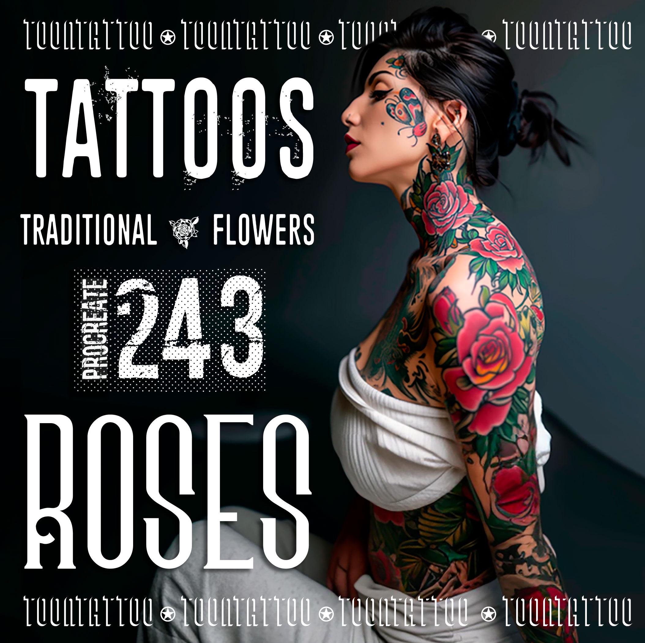 2.140 Flowers Tattoo Stamps: Procreate Floral Brush Bundle - FLOWER - Etsy  Israel, image size:2108x2100