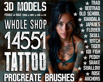 14.551 Pinceaux de tatouage | Meilleurs modèles de tatouage | Ensembles de tatouage pour iPad | Indispensable pour les tatoueurs