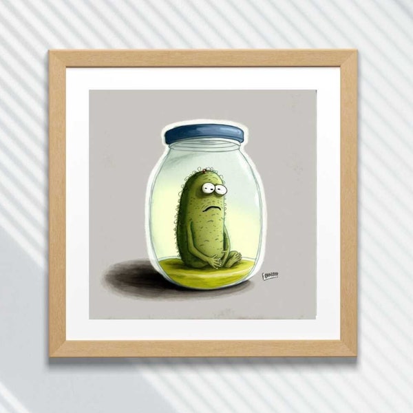 The Last Pickle Digital Download, Downloadable Wall Art, Abstract Painting, Creative SVG Art , Sad Pickle In Jar,