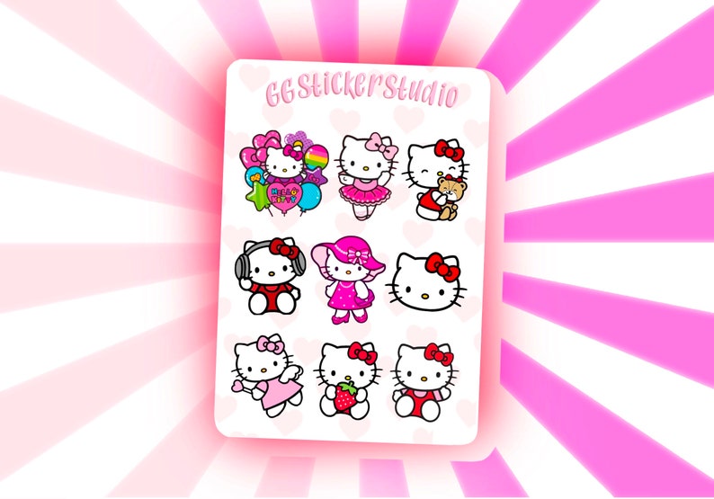 Hello Kitty Sticker Sheet - Etsy