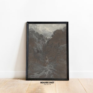 Medieval Knight Approaching Castle Digital Print Artistic Myth and Legend Illustration Vintage Storytelling and Romantic Fantasy Art | 661