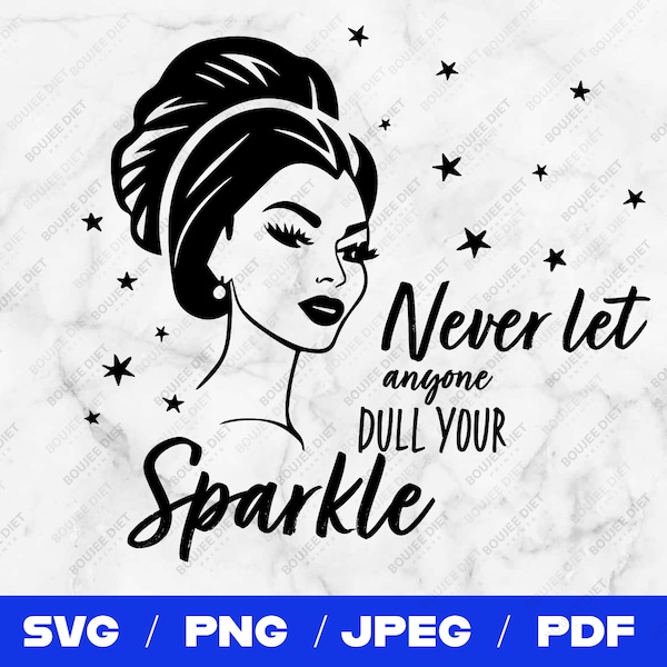 Never Let Anyone Dull Your Sparkle SVG: Strong Women and Female Power Quote, Mental Health and Kindness SVG, Sparkle Clipart