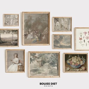 Vintage SET von NEUN Drucke Antike Warme Ästhetische Europäische Galerie Wand Kunst Set Digitaler Download DRUCKBARE | 1281