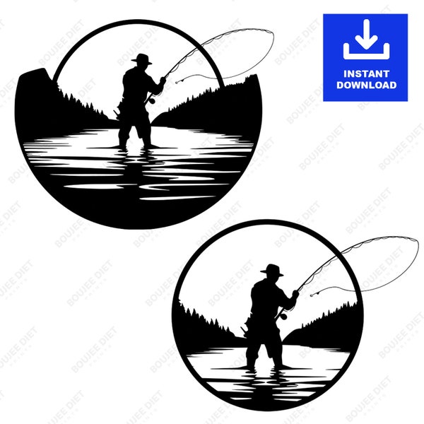 FISHERMAN in fly FISHING SVG png, jpg Fishing Svg Cricut Cut File Fly Fishing Clipart