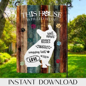 Französische Bulldogge Gartenfahne: &quot;&quot;Filled With Love&quot;&quot; Design (Digitaler Download)&quot;