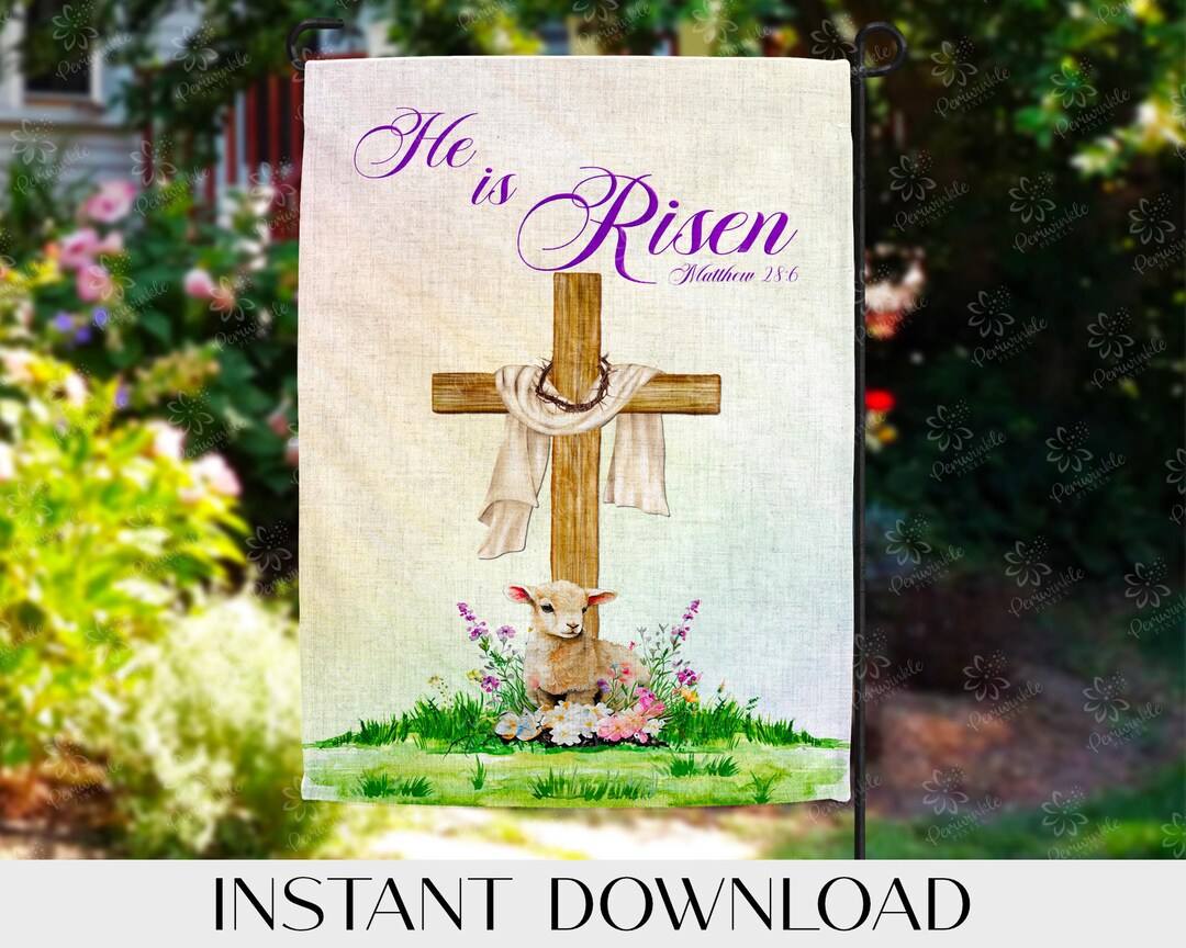 Easter He is Risen Garden Flag Sublimation Garden or Porch Etsy