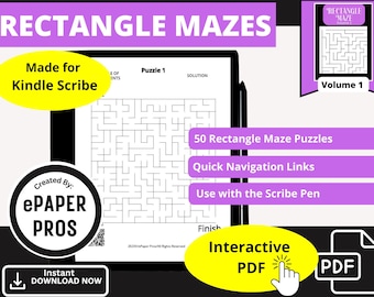 Modello PDF Kindle Scribe con 50 puzzle rettangolari, download istantaneo e giochi interattivi Kindle Scribe