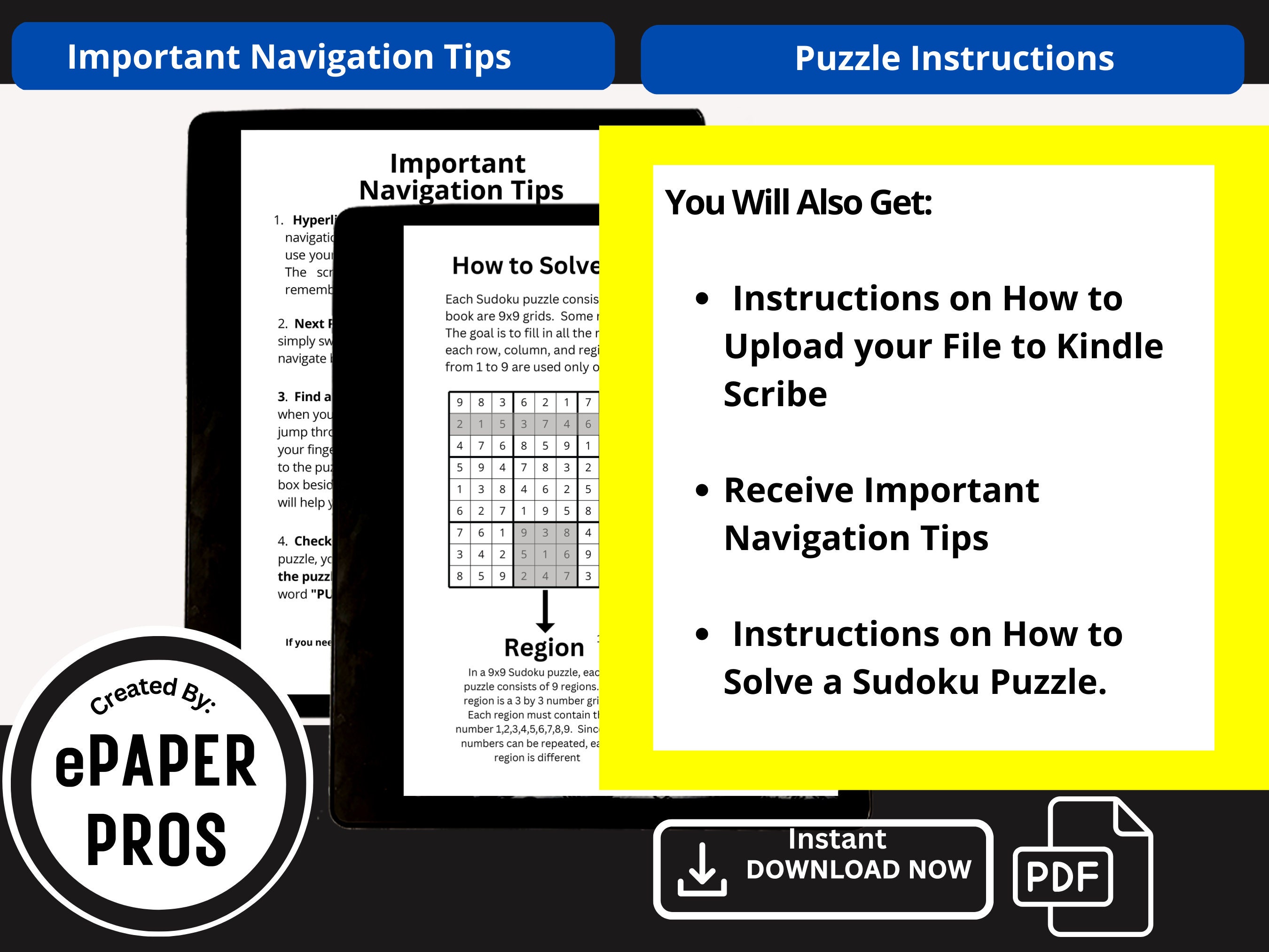 Kindle Scribe Easy Sudoku Puzzle Template Vol 2, Instant Download and